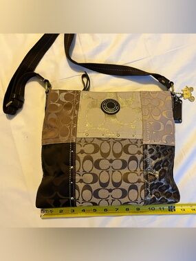 Coach Patchwork Signature Crossbody Bag - Brown/Gold/Tan